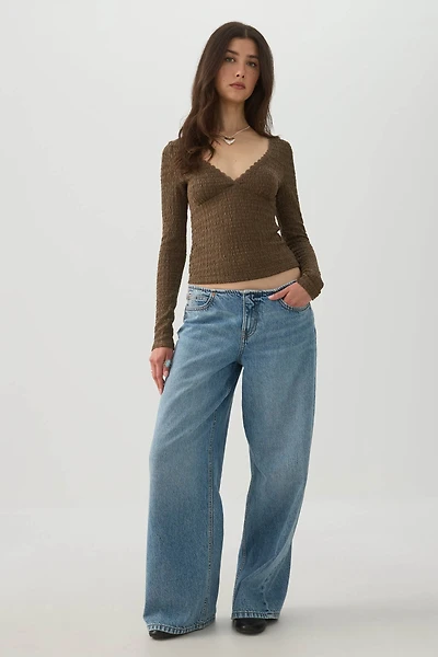 Jean large à taille basse coupe Relâche sans ceinture