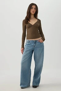 Jean large à taille basse coupe Relâche sans ceinture