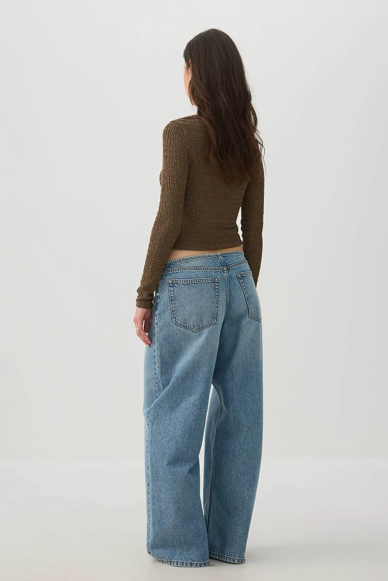 Jean large à taille basse coupe Relâche sans ceinture