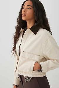 Veste utilitaire en denim à col velours côtelé