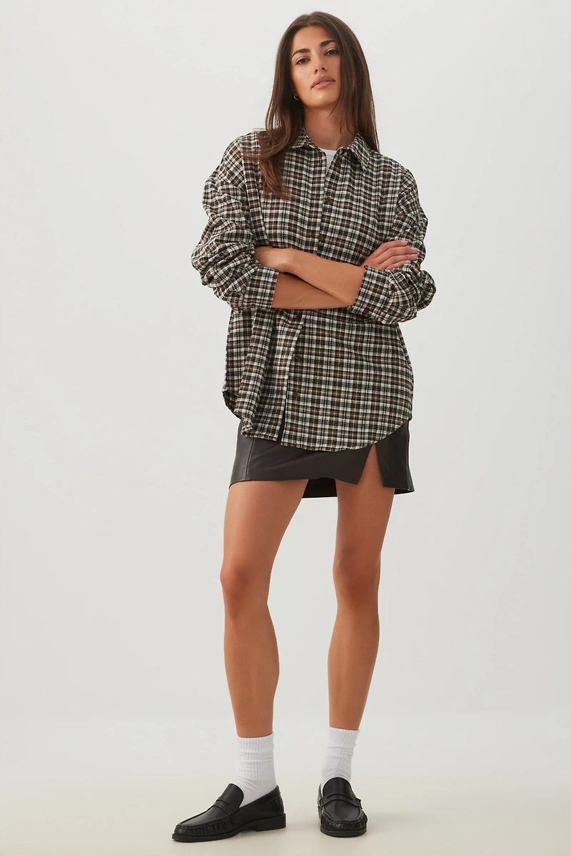 Oversized Plaid Button Up Shirt