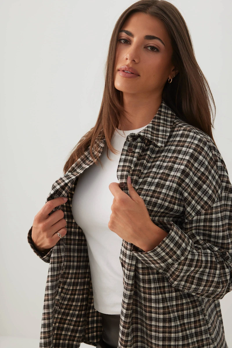 Oversized Plaid Button Up Shirt