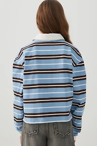 Striped Long Sleeve Polo Top