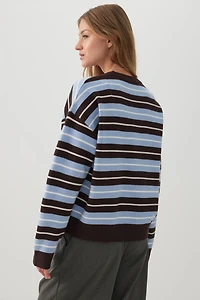 Striped Crop Crew Neck Sweater