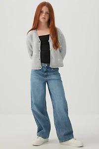Allover Bow Knit Boxy Cardigan