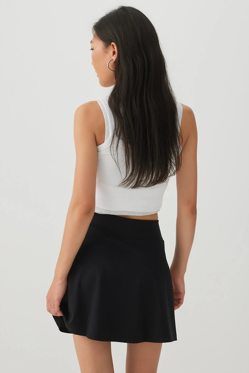 Knit Mini Skirt with Built-In Shorts