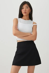 Knit Mini Skirt with Built-In Shorts