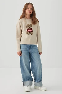 Dog Jacquard Crew Neck Sweater