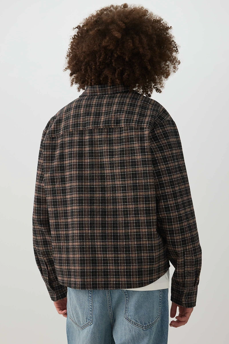 Boxy Plaid Button Up Shirt