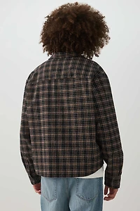 Boxy Plaid Button Up Shirt