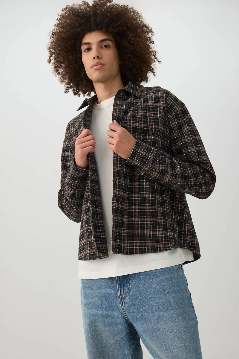 Boxy Plaid Button Up Shirt