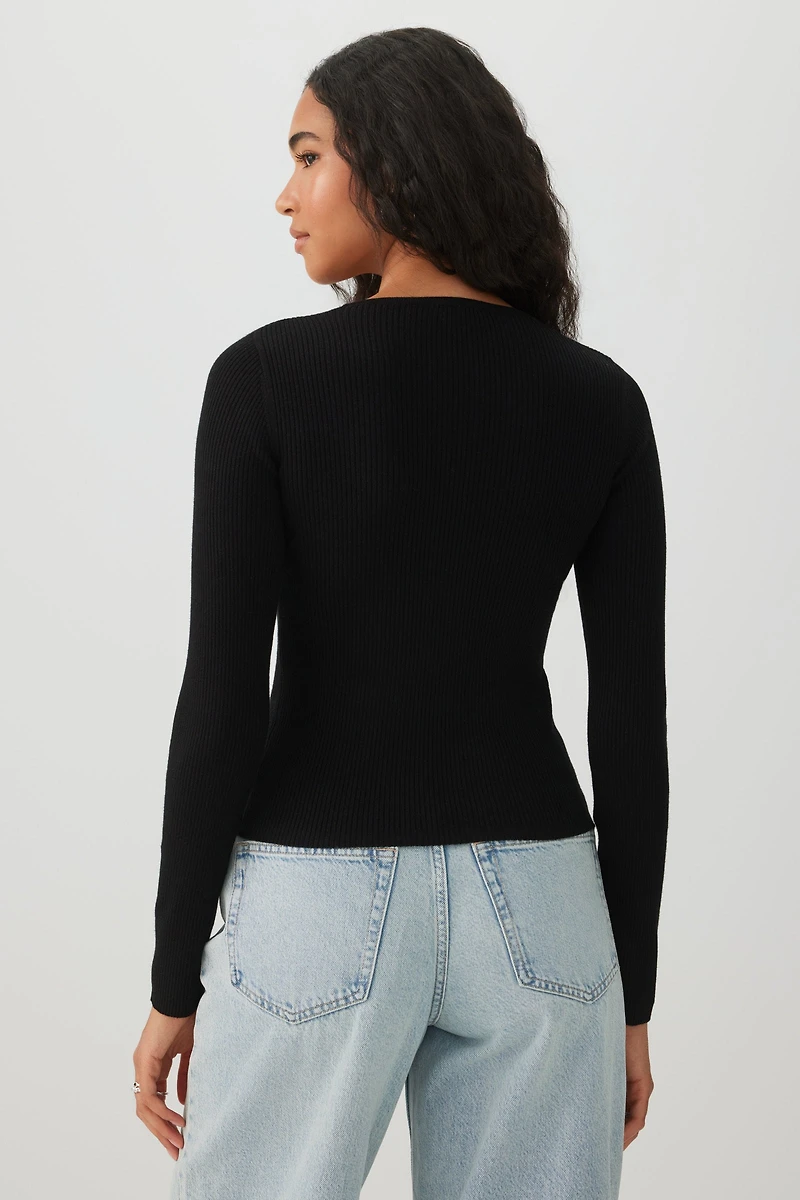 Fitted Ribbed Cardigan