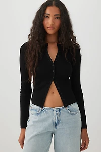 Fitted Ribbed Cardigan