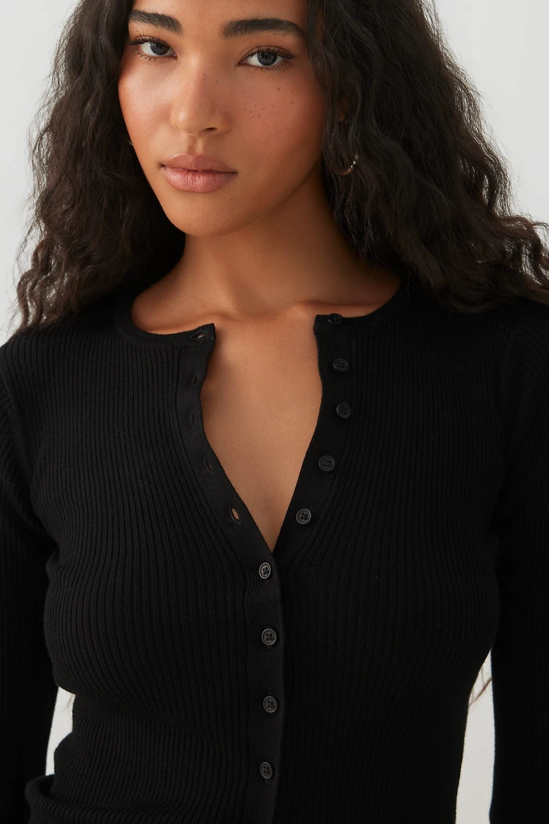 Fitted Ribbed Cardigan