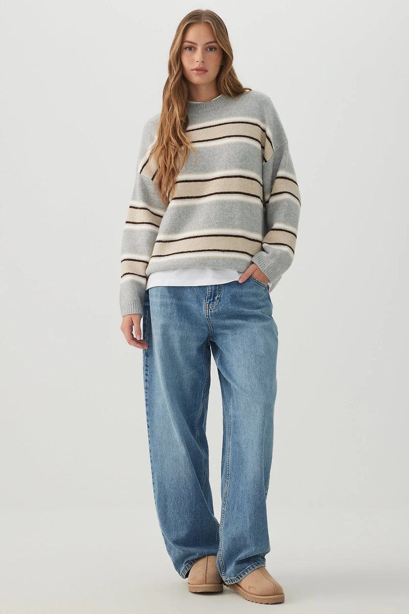 MODERAKNIT™ Striped Long Oversized Sweater