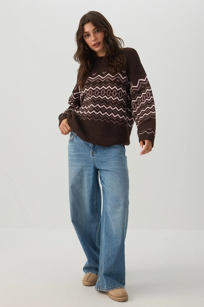 MODERAKNIT™ Geometric Long Oversized Sweater