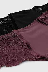 2-Pack Microfiber & Lace Thongs