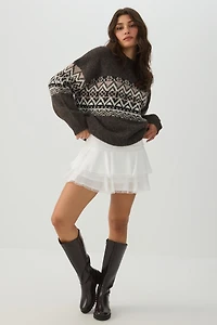 Lace Trim Layered Chiffon Mini Skirt
