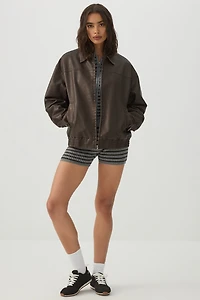 Oversized Washed Faux Leather Jacket