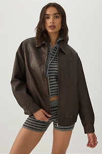 Veste ample en faux cuir délav