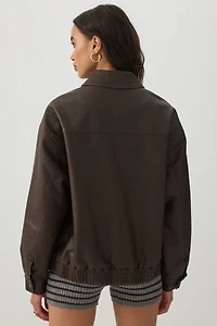 Oversized Washed Faux Leather Jacket