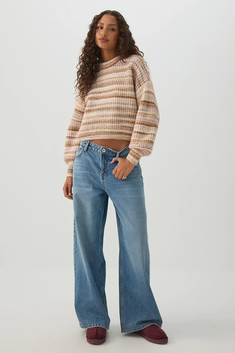 Cropped Striped Marl Sweater