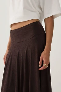 Jupe midi à ourlet en pointes et dentelle