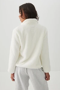 Manteau à glissière en sherpa duveteux