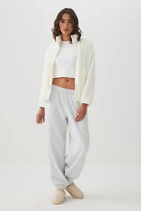 Manteau à glissière en sherpa duveteux
