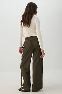 Wide Leg Side Stripe Track Pants