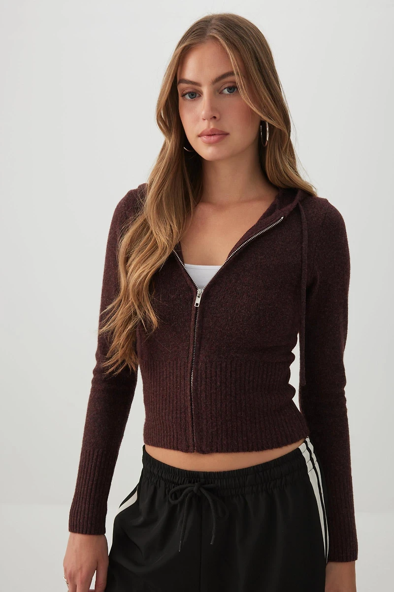 Crop Fitted Zip Up Hoodie