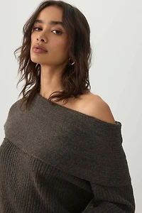 Oversized Ribbed Foldover Sweater