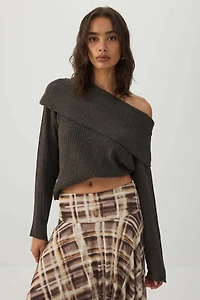 Oversized Ribbed Foldover Sweater