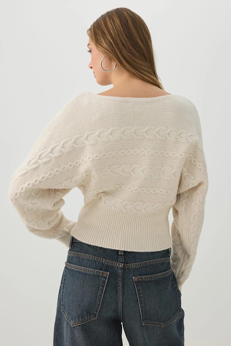 Chandail asymétrique en tricot torsad