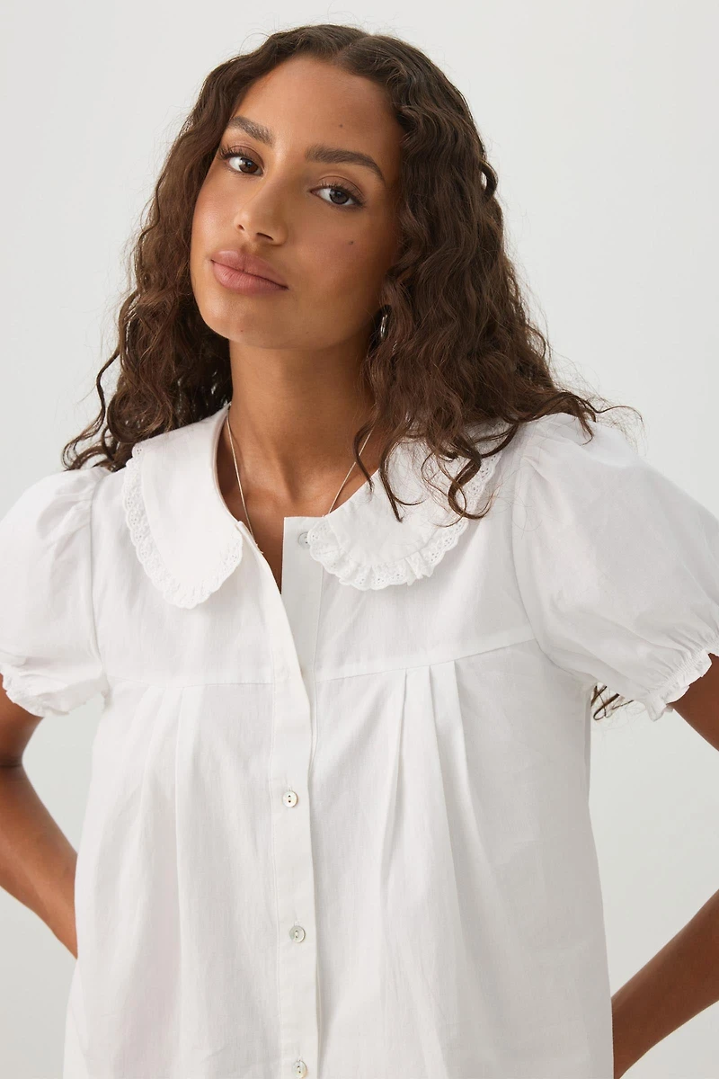Puff Sleeve Button Up Shirt