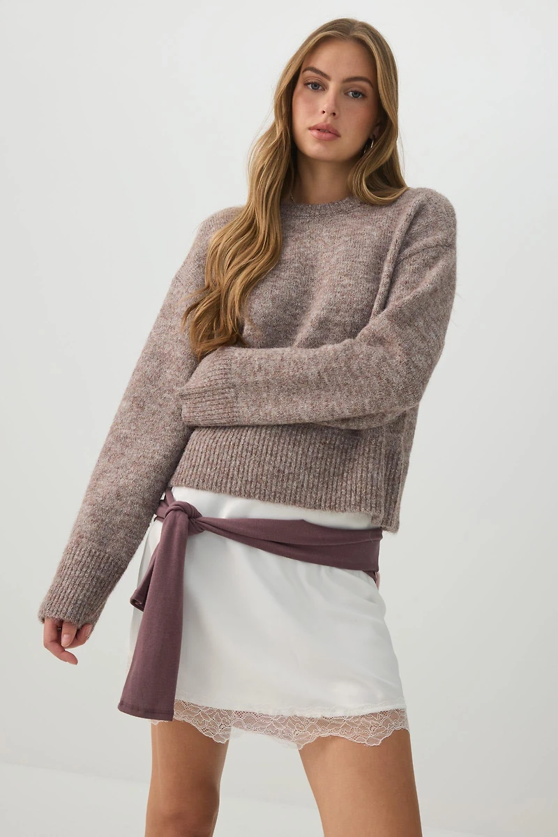 Fuzzy Boxy Crew Neck Sweater