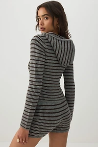 Striped Zip Up Hooded Sweater
