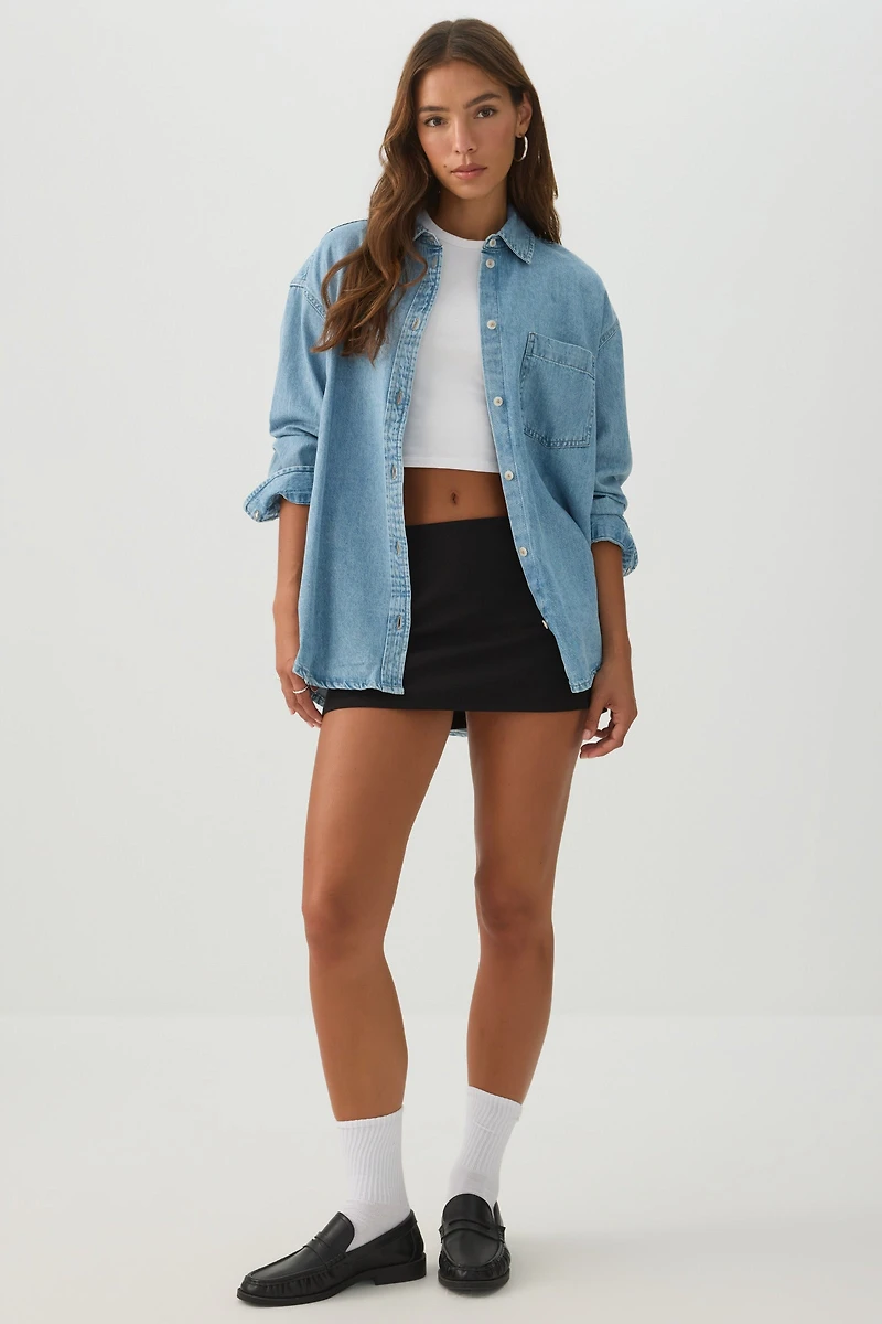 Jupe-short en tricot à taille basse