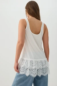 Camisole tunique à bordure en dentelle