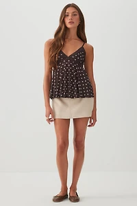 Polka Dot Lace Trim Babydoll Tank Top
