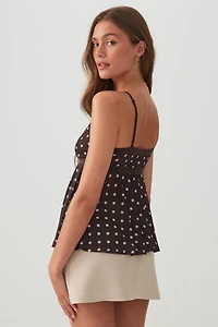 Polka Dot Lace Trim Babydoll Tank Top