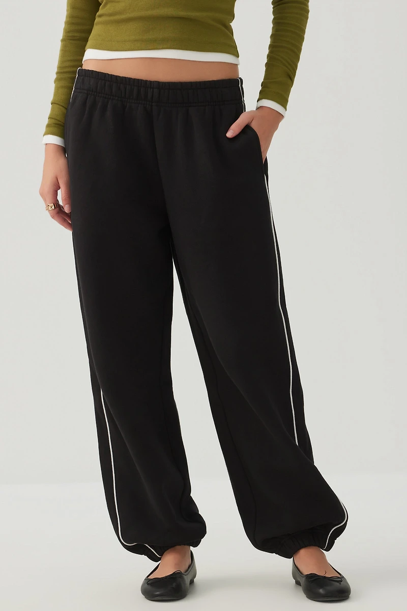 Side Piping Cotton Fleece Sweatpants