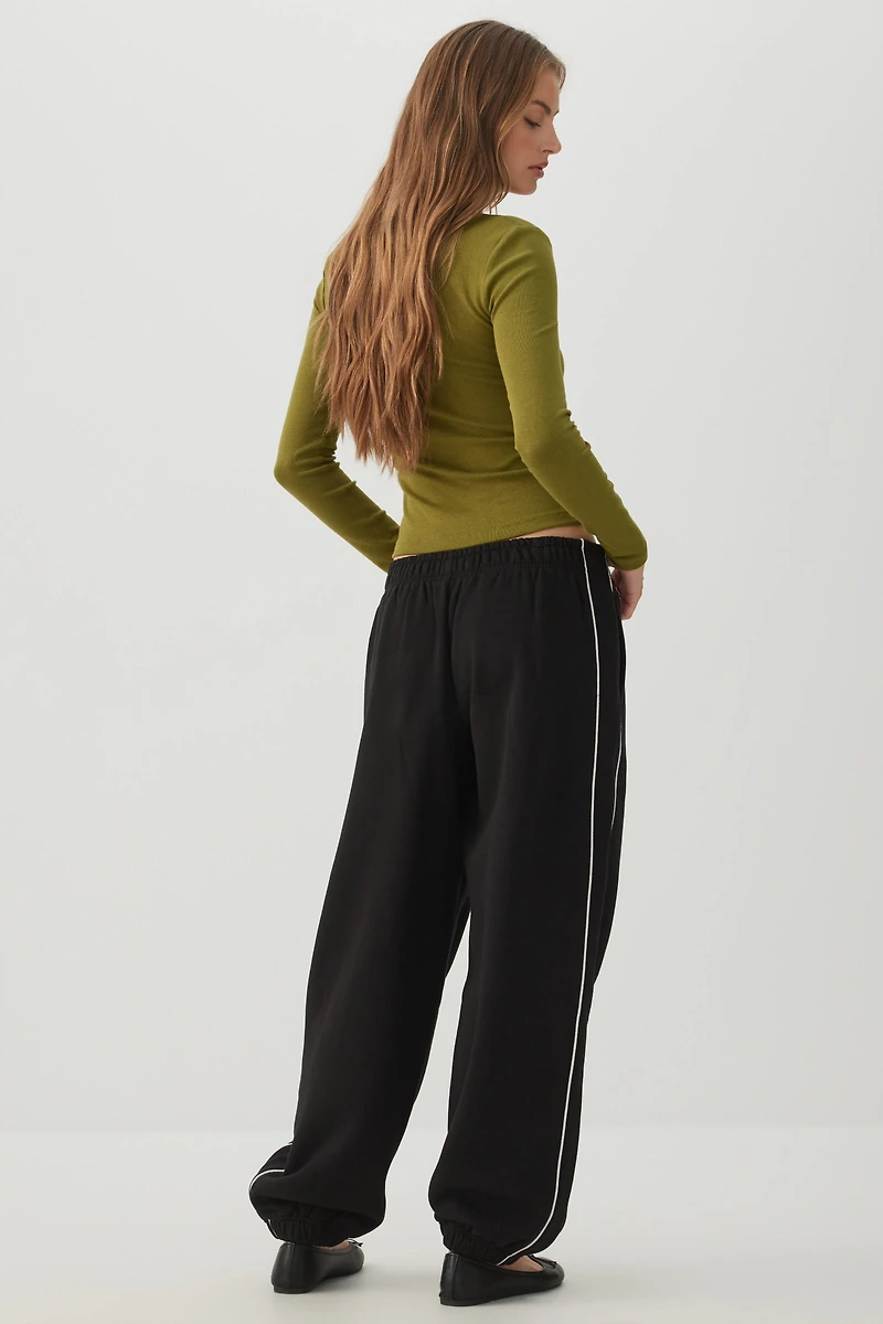 Side Piping Cotton Fleece Sweatpants