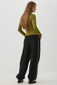 Side Piping Cotton Fleece Sweatpants