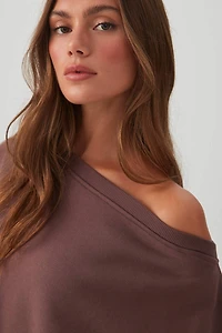 Off Shoulder Cotton Fleece Sweatshirt