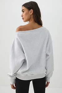 Chandail en molleton de coton à épaules dénudées