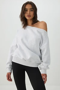 Chandail en molleton de coton à épaules dénudées