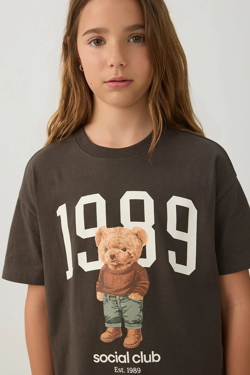 Oversized Teddy Bear Print T-Shirt