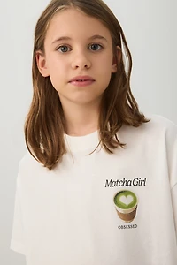 T-shirt ample à imprimé matcha