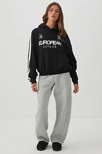 Side Stripe Graphic Cotton Fleece Hoodie